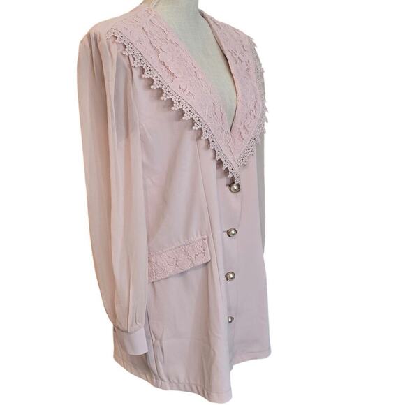 Nasty Gal Pink Padded Shoulder Blouse Dress Sz US 4 - Picture 2 of 6